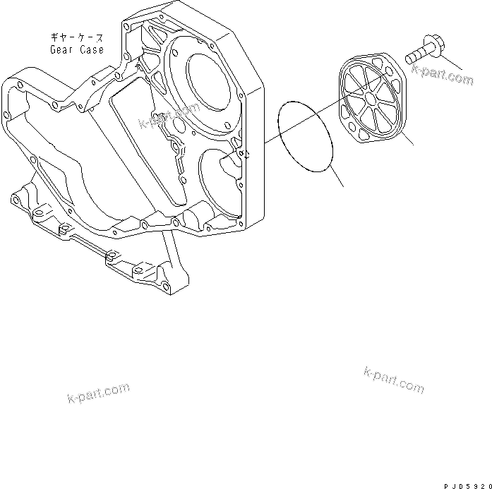 Komatsu parts book diagram for S4D102E-1F-2U S/N 26200163-UP: FRONT GEAR TRAIN COVER(#26263948-)