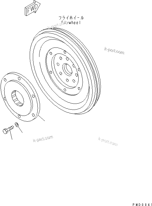 Komatsu parts book diagram for S4D102E-1F-2U S/N 26200163-UP: MAIN POWER TAKE OFF