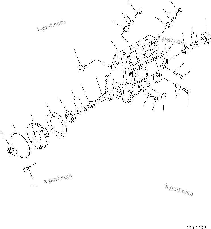 Komatsu parts book diagram for S4D102E-1F-2U S/N 26200163-UP: FUEL INJECTION PUMP (PUMP) (1/2) (MODIFIED MONO BOOM SPEC.) (INNER PARTS)(#26223960-)