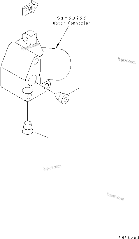 Komatsu parts book diagram for S4D102E-1F-2U S/N 26200163-UP: WATER CONNECTOR PLUG