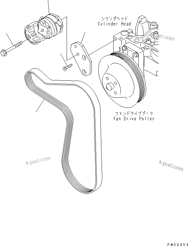Komatsu parts book diagram for S4D102E-1F-2U S/N 26200163-UP: BELT TENSIONER (HIGH SPEED TYPE) (FOR 25A ALTERNATOR)