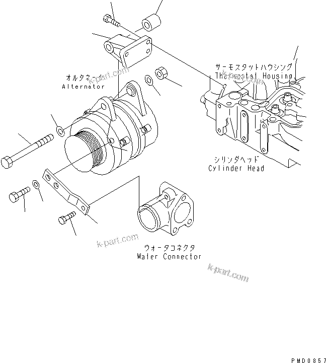 Komatsu parts book diagram for S4D102E-1F-2U S/N 26200163-UP: ALTERNATOR SUPPORT (FOR 25A ALTERNATOR)