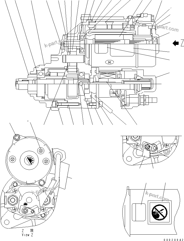Komatsu parts book diagram for S4D102E-1F-2U S/N 26200163-UP: STARTING MOTOR (4.5KW) (INNER PARTS)(#26305334-)