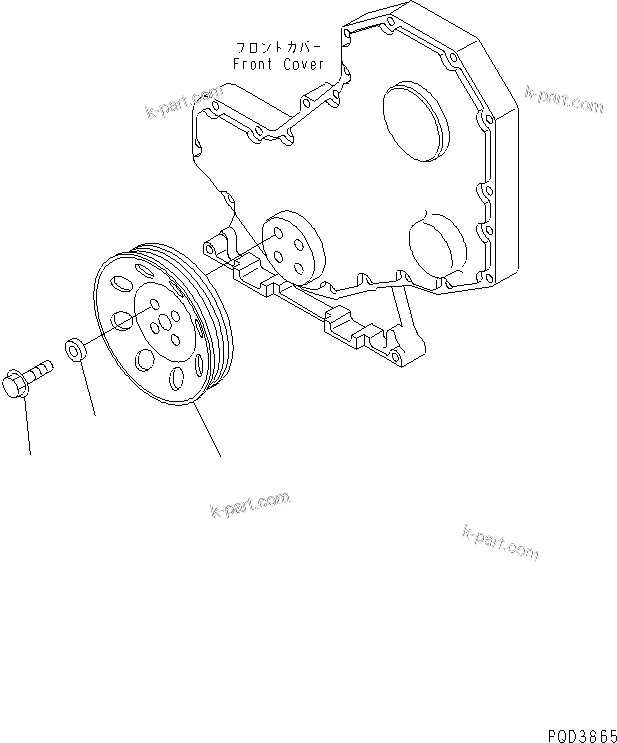 Komatsu parts book diagram for S4D102E-1K-2 S/N 26200163-UP: CRANK PULLEY(#26232221-)