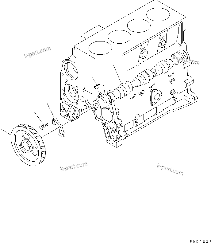Komatsu parts book diagram for S4D102E-1K-2 S/N 26200163-UP: CAMSHAFT