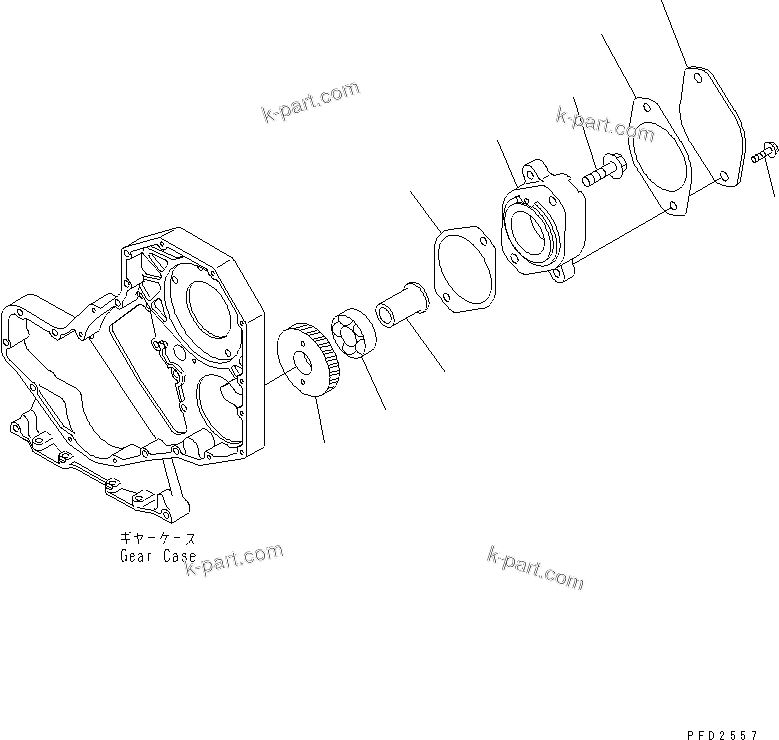 Komatsu parts book diagram for S4D102E-1K-2 S/N 26200163-UP: FRONT GEAR TRAIN DRIVE SHAFT(#26213564-)