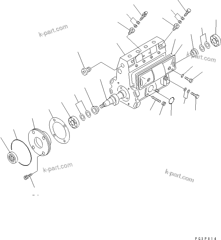 Komatsu parts book diagram for S4D102E-1K-2 S/N 26200163-UP: FUEL INJECTION PUMP (PUMP) (1/2) (INNER PARTS)(#26203206-)