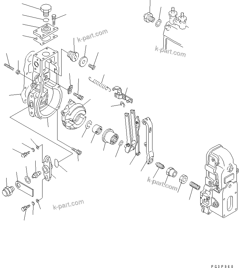 Komatsu parts book diagram for S4D102E-1K-2 S/N 26200163-UP: FUEL INJECTION PUMP (GOVERNOR) (1/2) (INNER PARTS)(#26203206-)