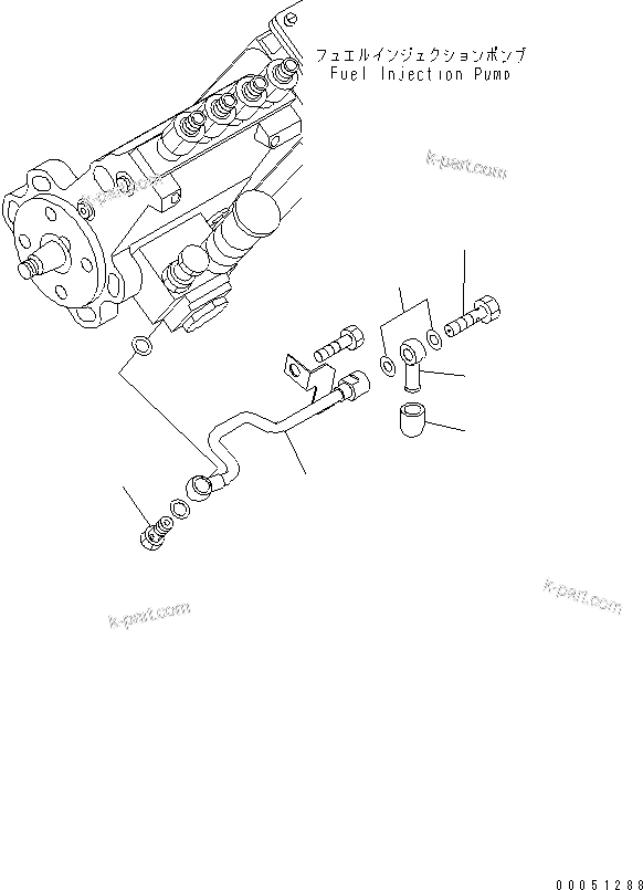 Komatsu parts book diagram for S4D102E-1K-2 S/N 26200163-UP: FUEL INLET TUBE AND OUTLET JOINT(#26230059-)