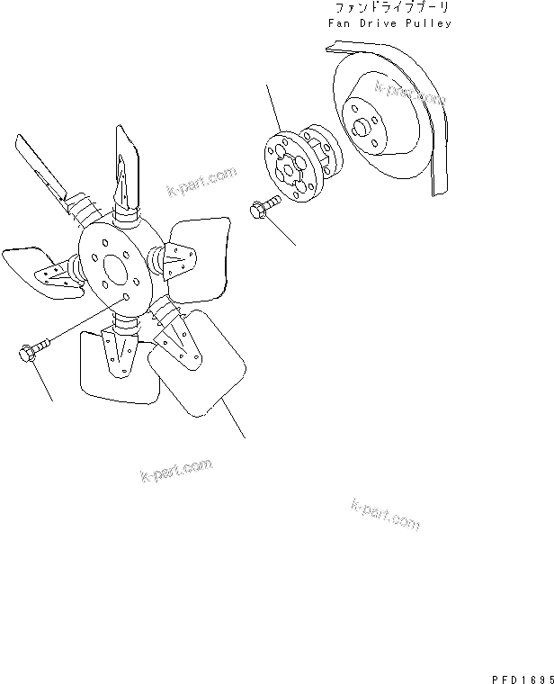 Komatsu parts book diagram for S4D102E-1K-2 S/N 26200163-UP: COOLING FAN (REVERSIBLE FAN)(#26203202-)