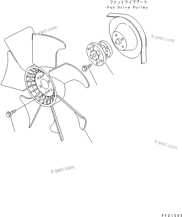 Komatsu parts book diagram for S4D102E-1K-2 S/N 26200163-UP: COOLING FAN(#26203202-)