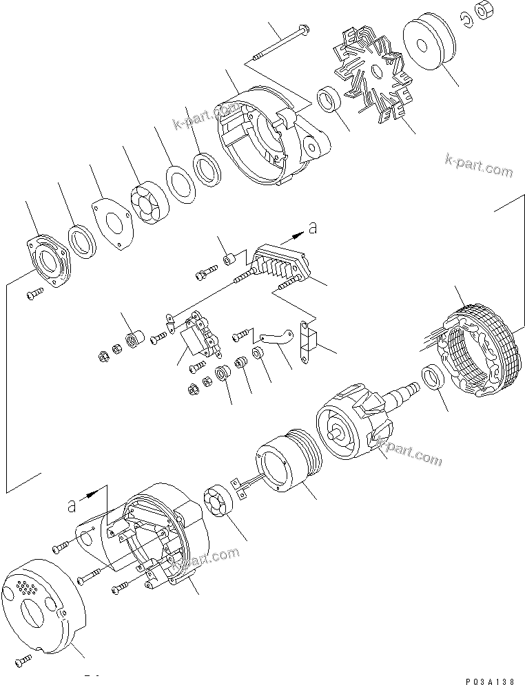 Komatsu parts book diagram for S4D102E-1K-2 S/N 26200163-UP: ALTERNATOR (35A) (INNER PARTS)(#26203202-)