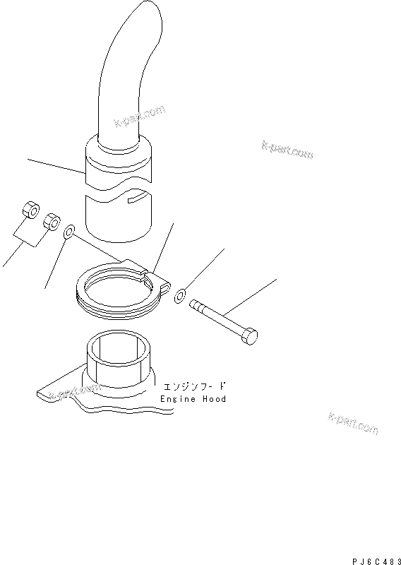 Komatsu parts book diagram for S4D102E-1K-2 S/N 26200163-UP: EXHAUST PIPE(#26237976-)