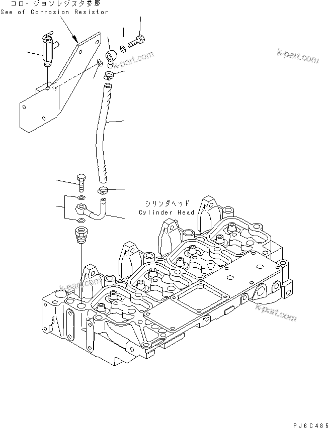 Komatsu parts book diagram for S4D102E-1K-2 S/N 26200163-UP: HEATER VALVE (WITH CORROSION RESISTOR)(#26258629-)