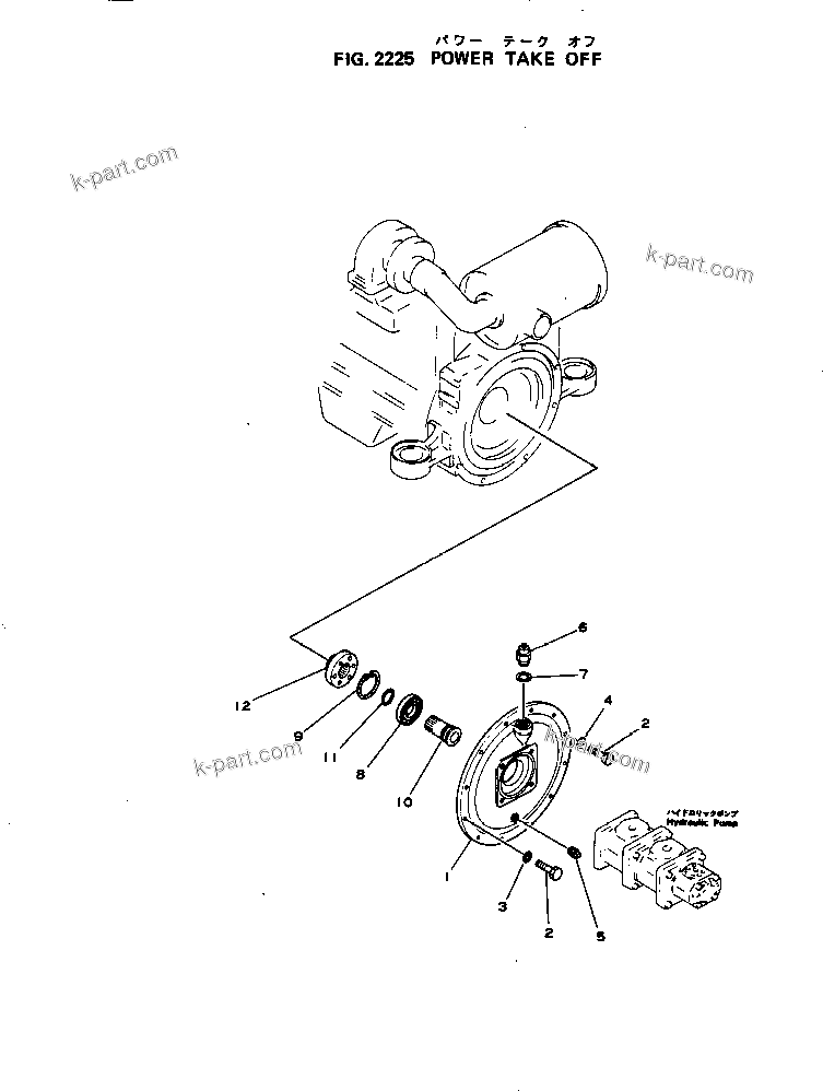 Komatsu parts book diagram for S4D105-5B S/N 100028-UP: POWER TAKE OFF