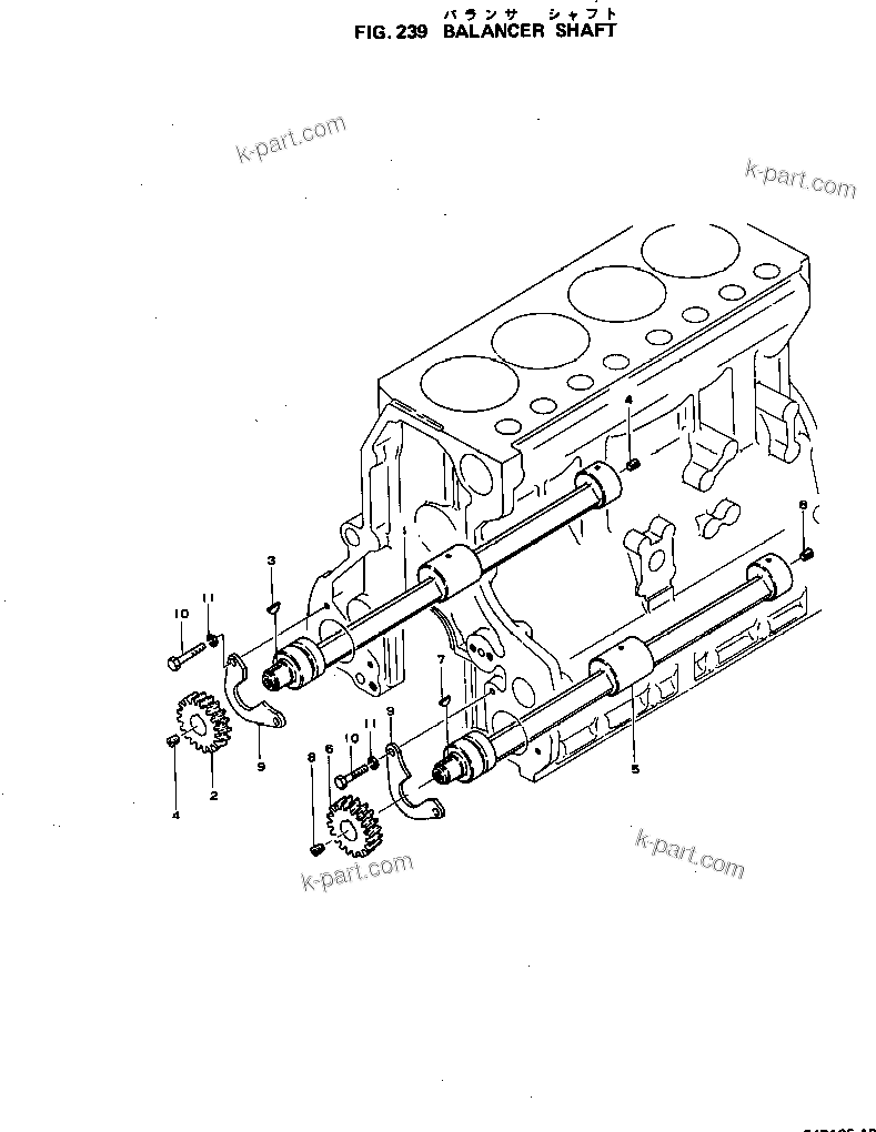 Komatsu parts book diagram for S4D105-1B S/N 18273-UP: BALANCER SHAFT