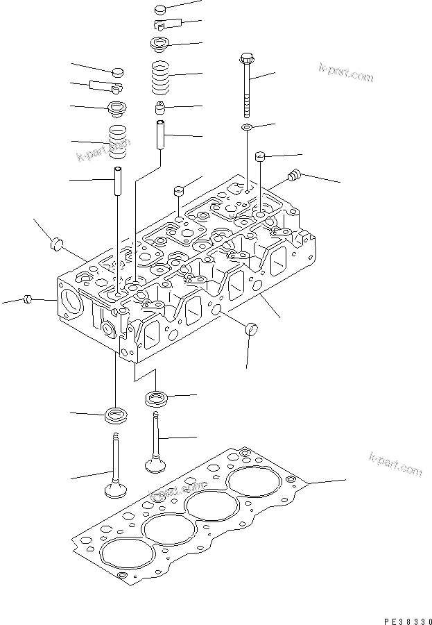Komatsu parts book diagram for S4D95L-1K-C S/N 135080-UP: CYLINDER HEAD