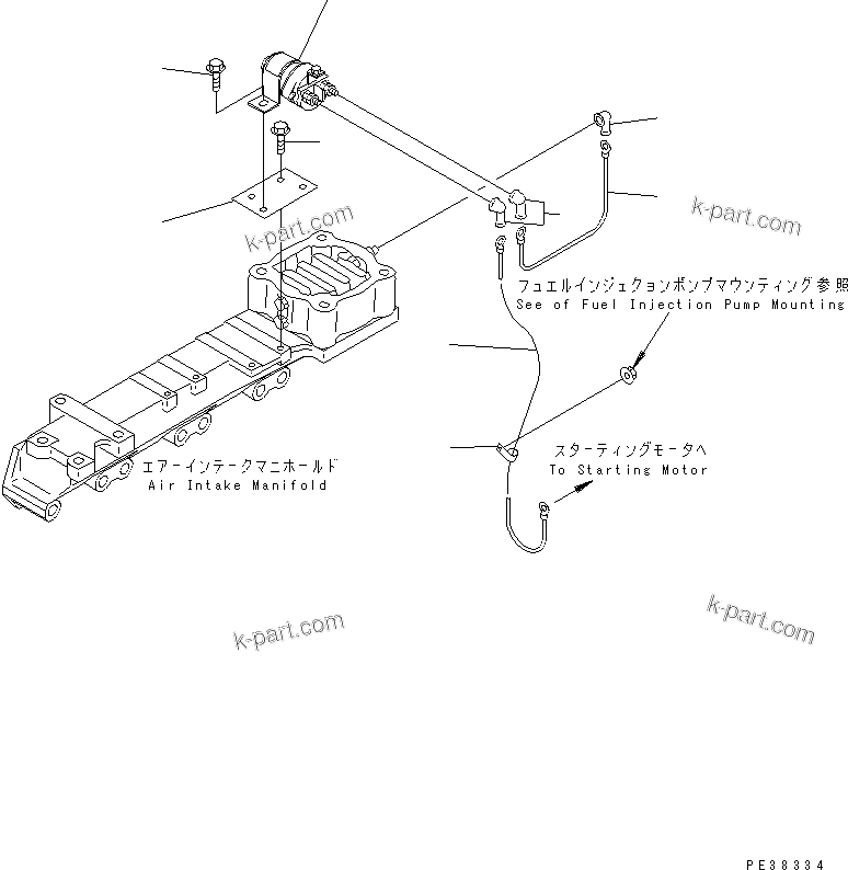 Komatsu parts book diagram for S4D95L-1K-C S/N 135080-UP: HEATER SWITCH