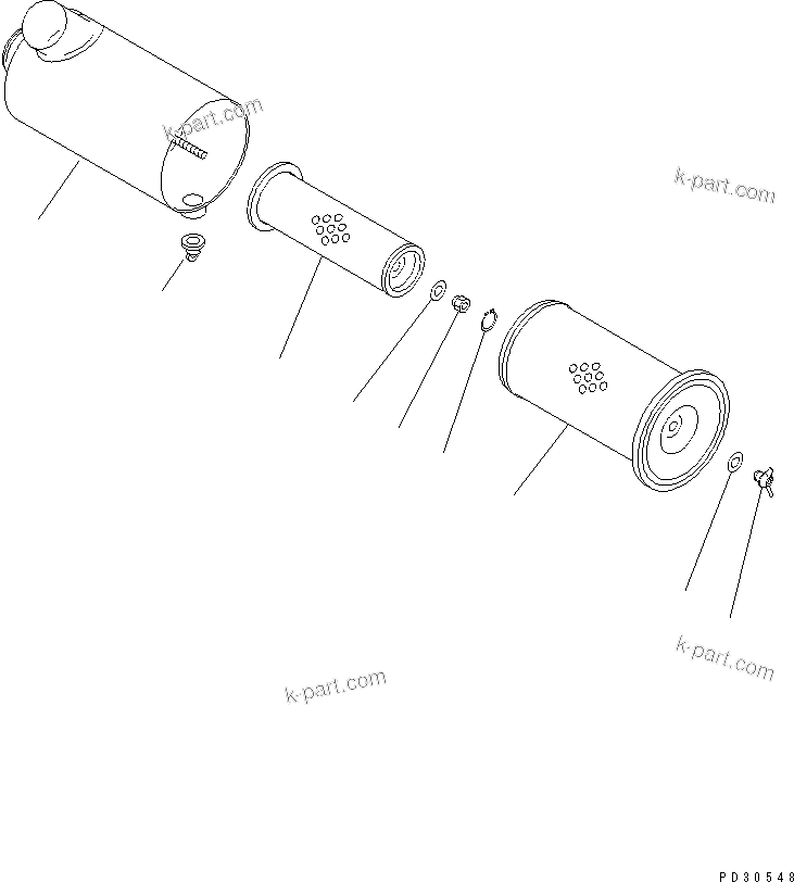 Komatsu parts book diagram for S4D95L-1K-C S/N 135080-UP: AIR CLEANER (DOUBLE ELEMENT TYPE)