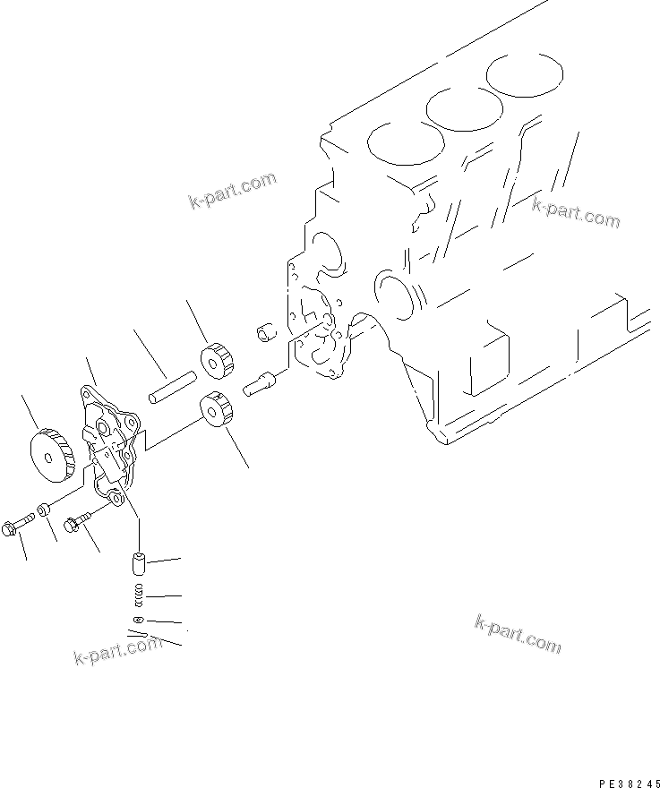 Komatsu parts book diagram for S4D95L-1K-C S/N 135080-UP: OIL PUMP (WITH BYPASS FILTER)