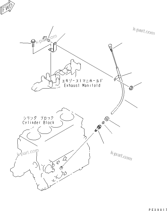 Komatsu parts book diagram for S4D95L-1K-C S/N 135080-UP: OIL LEVEL GAUGE(#143761-160811)