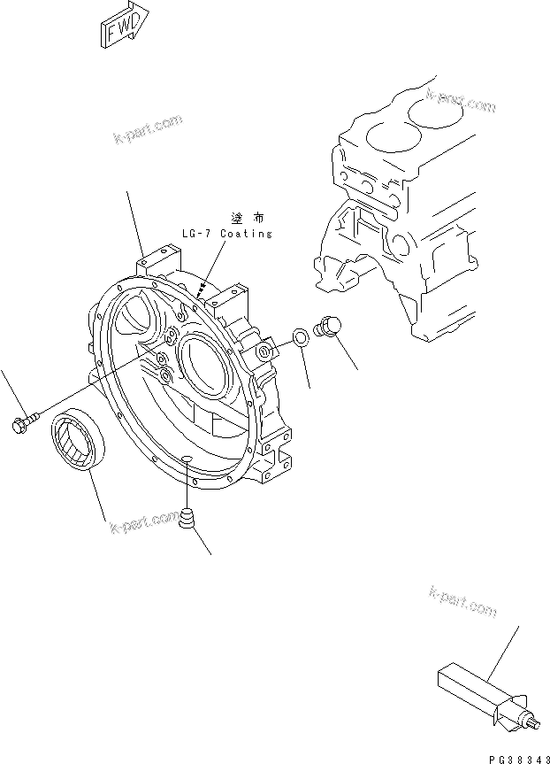 Komatsu parts book diagram for S4D95L-1K-C S/N 135080-UP: FLYWHEEL HOUSING