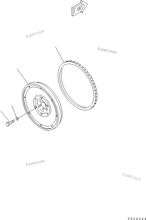 Komatsu parts book diagram for S4D95L-1K-C S/N 135080-UP: FLYWHEEL