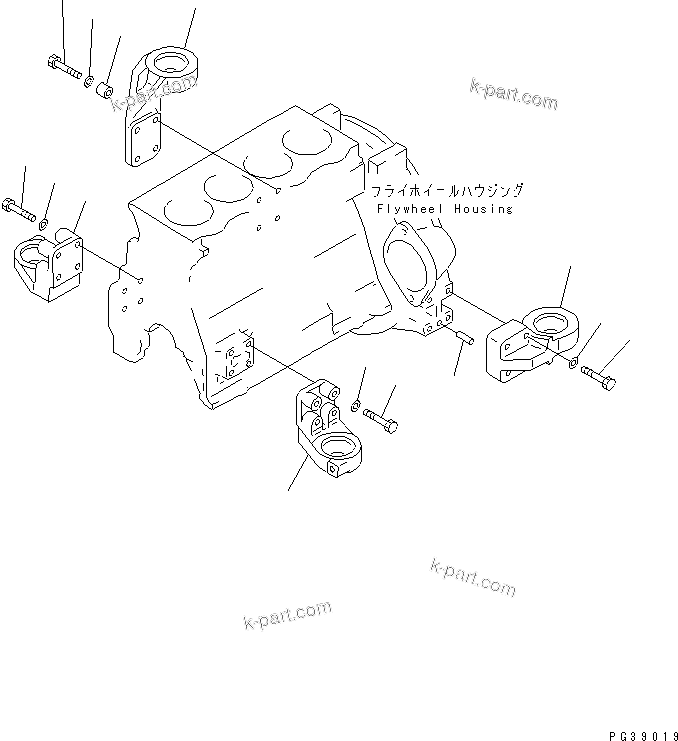 Komatsu parts book diagram for S4D95L-1K-C S/N 135080-UP: ENGINE MOUNTING