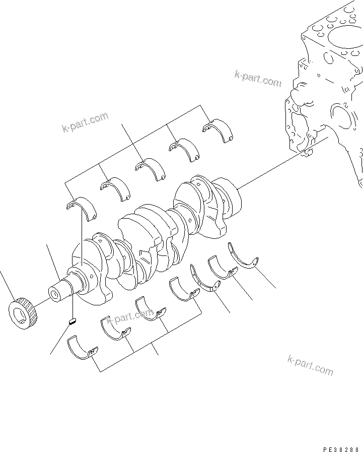 Komatsu parts book diagram for S4D95L-1K-C S/N 135080-UP: CRANKSHAFT