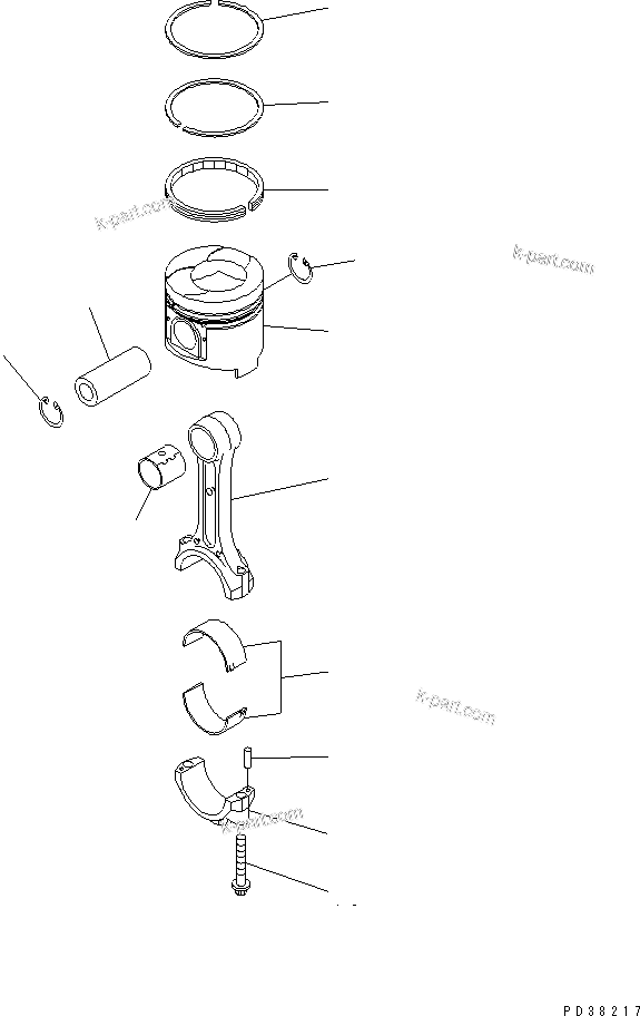Komatsu parts book diagram for S4D95L-1K-C S/N 135080-UP: PISTON