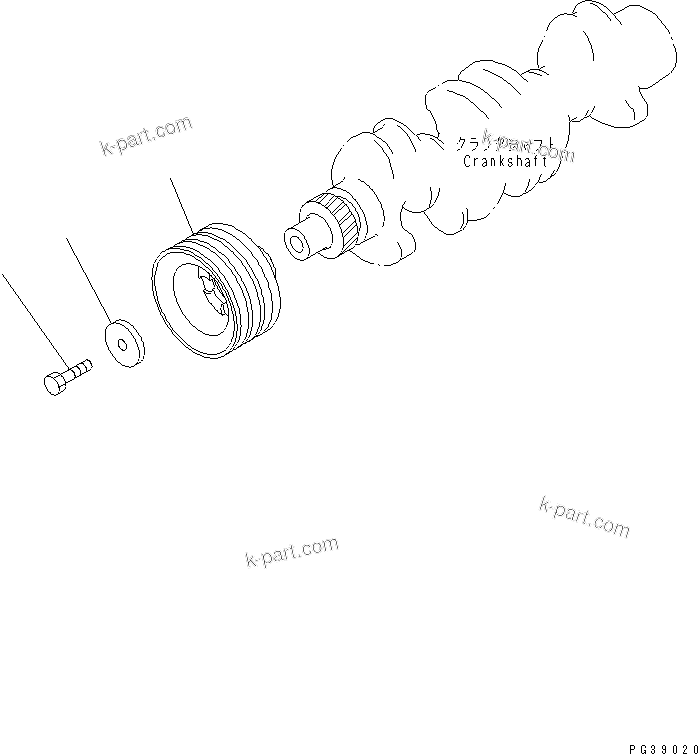 Komatsu parts book diagram for S4D95L-1K-C S/N 135080-UP: CRANK PULLEY