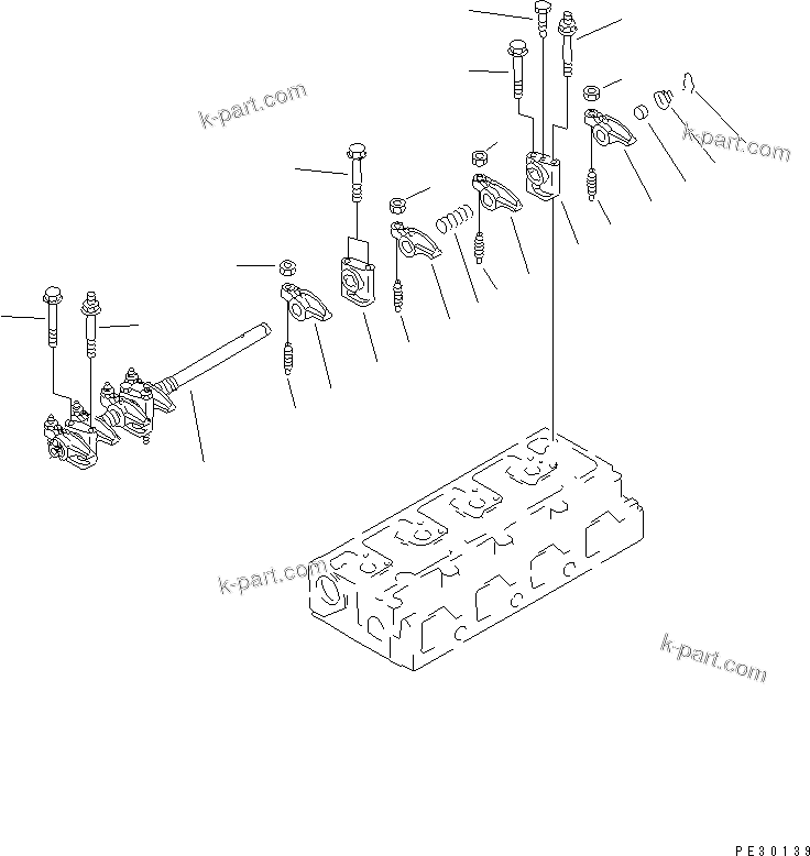 Komatsu parts book diagram for S4D95L-1K-C S/N 135080-UP: ROCKER ARM