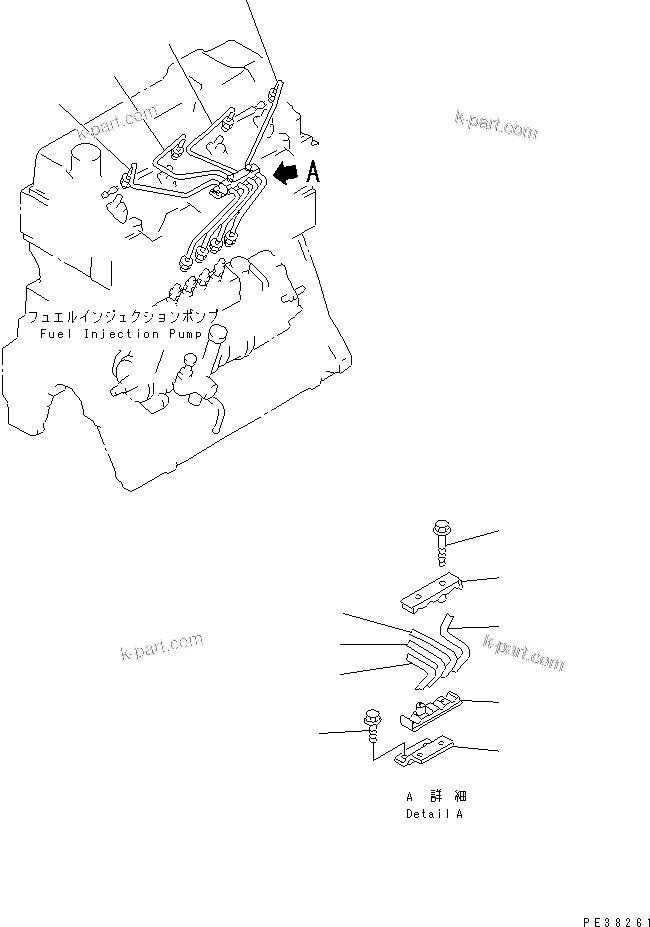 Komatsu parts book diagram for S4D95L-1K-C S/N 135080-UP: FUEL INJECTION PUMP PIPING