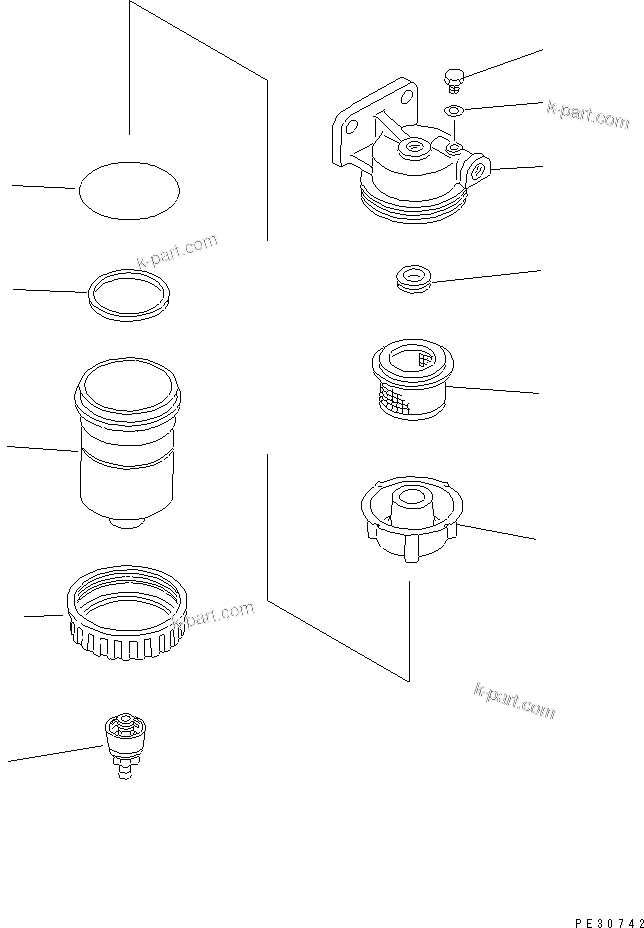 Komatsu parts book diagram for S4D95L-1K-C S/N 135080-UP: WATER SEPARATOR