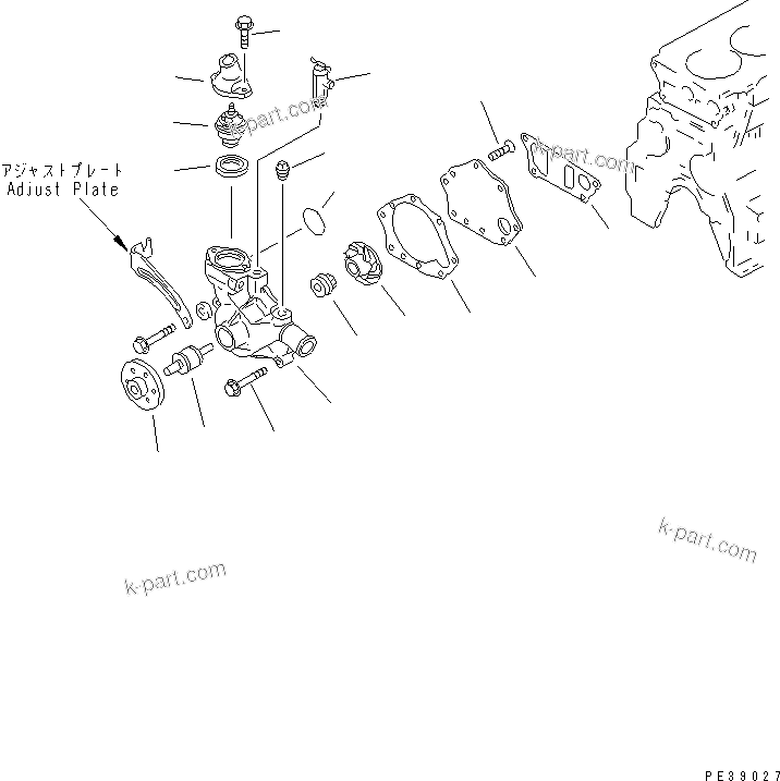 Komatsu parts book diagram for S4D95L-1K-C S/N 135080-UP: WATER PUMP