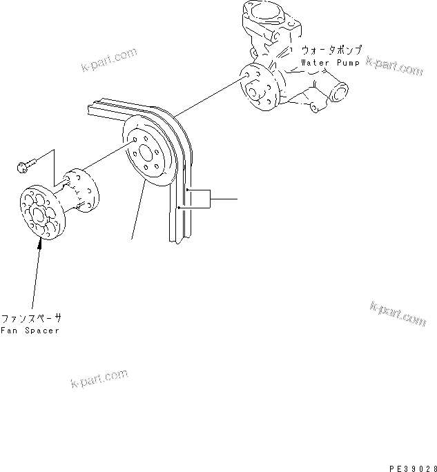 Komatsu parts book diagram for S4D95L-1K-C S/N 135080-UP: WATER PUMP PULLEY