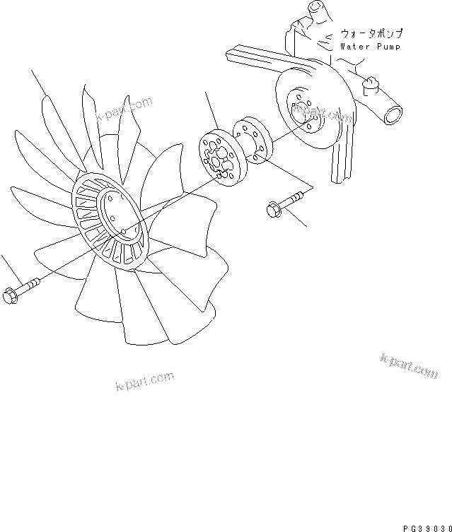 Komatsu parts book diagram for S4D95L-1K-C S/N 135080-UP: COOLING FAN (10-BLADE TYPE)