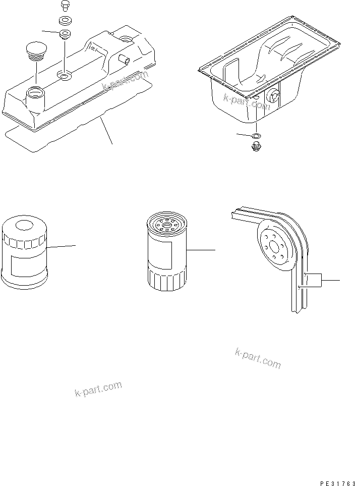 Komatsu parts book diagram for S4D95L-1K-C S/N 135080-UP: SPARE PARTS