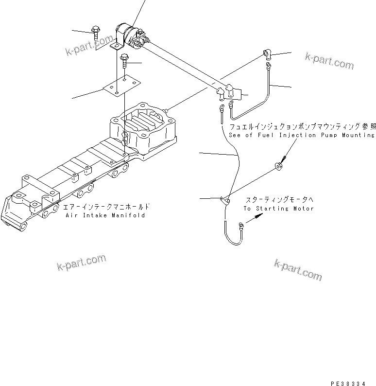 Komatsu parts book diagram for S4D95L-1L S/N 135080-UP: HEATER SWITCH