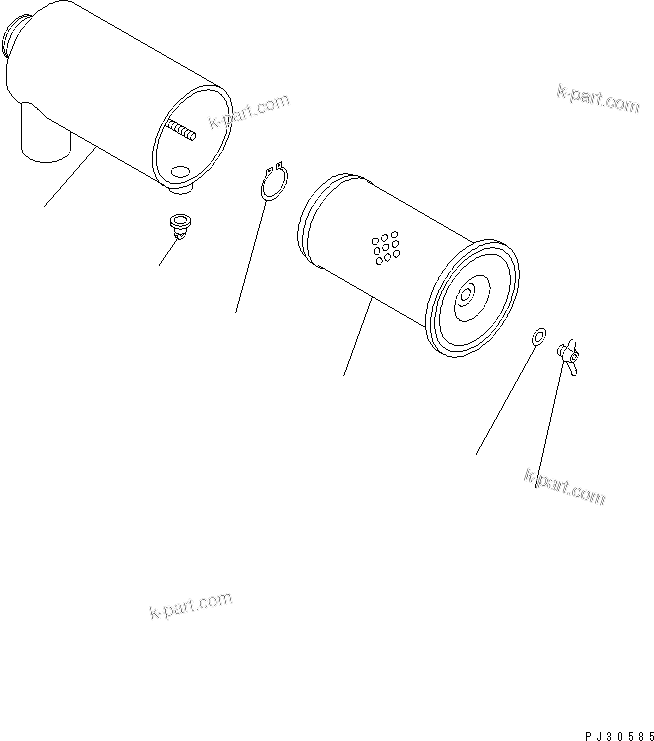 Komatsu parts book diagram for S4D95L-1L S/N 135080-UP: AIR CLEANER (SINGLE ELEMENT TYPE)