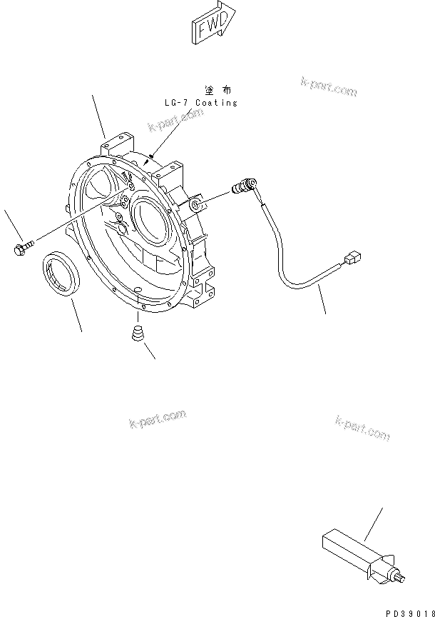 Komatsu parts book diagram for S4D95L-1L S/N 135080-UP: FLYWHEEL HOUSING