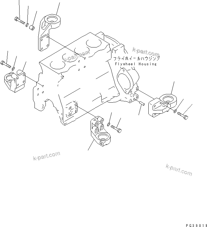 Komatsu parts book diagram for S4D95L-1L S/N 135080-UP: ENGINE MOUNTING