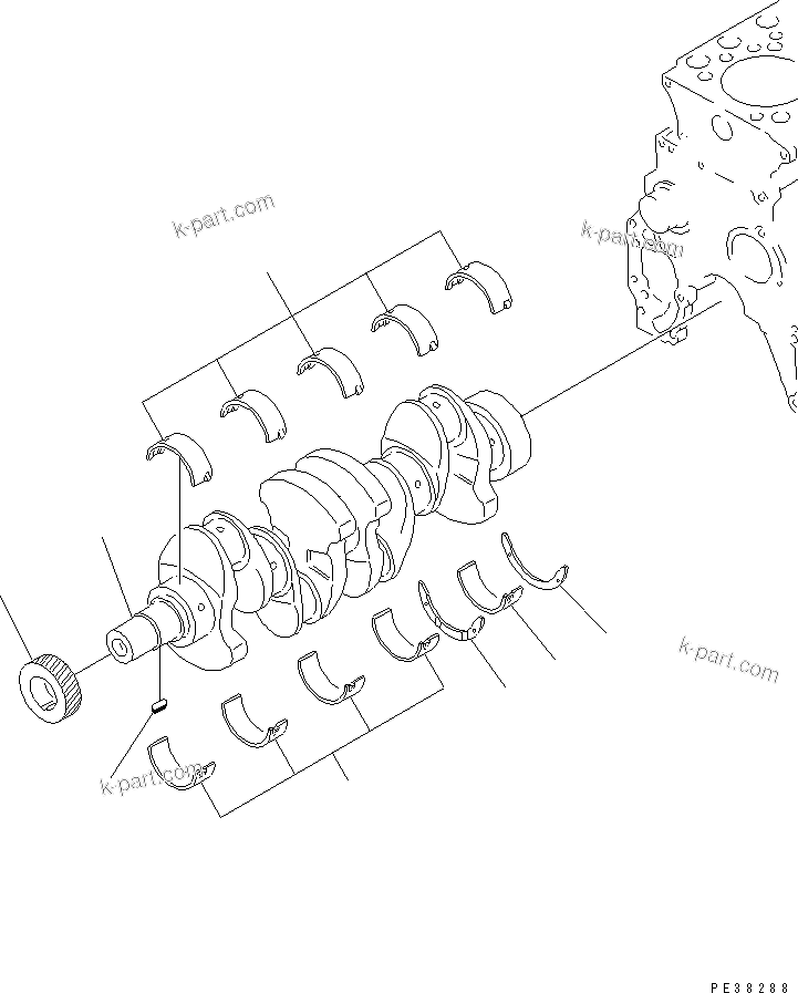Komatsu parts book diagram for S4D95L-1L S/N 135080-UP: CRANKSHAFT