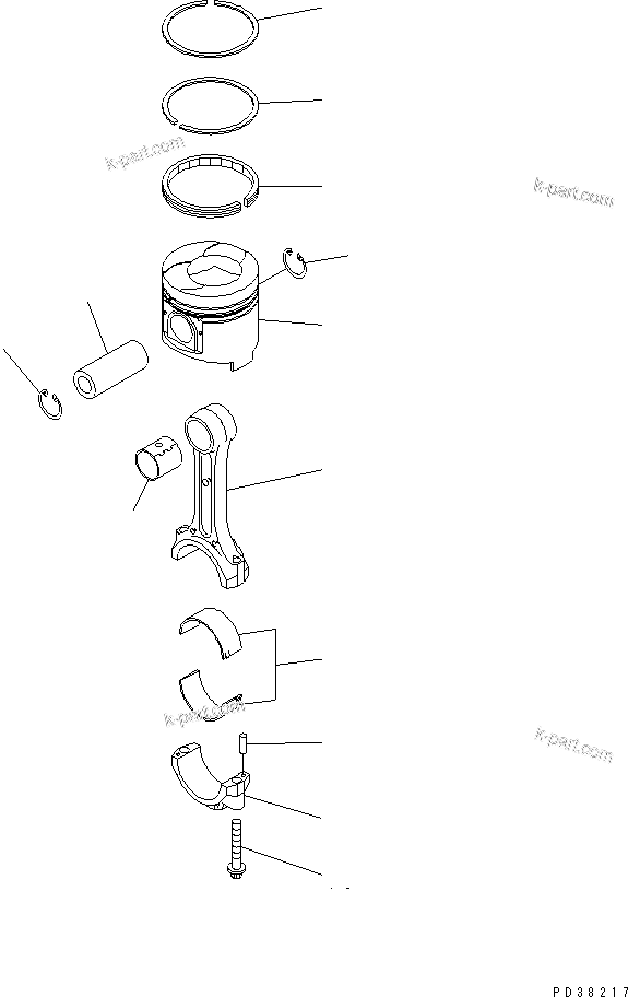 Komatsu parts book diagram for S4D95L-1L S/N 135080-UP: PISTON