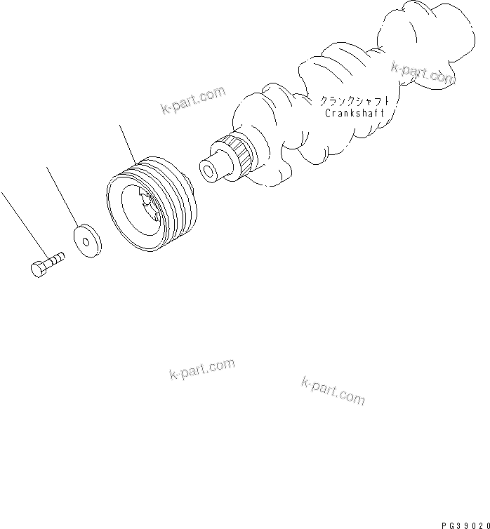 Komatsu parts book diagram for S4D95L-1L S/N 135080-UP: CRANK PULLEY