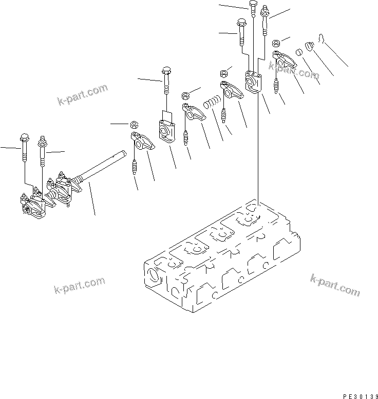 Komatsu parts book diagram for S4D95L-1L S/N 135080-UP: ROCKER ARM