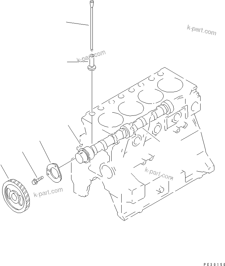 Komatsu parts book diagram for S4D95L-1L S/N 135080-UP: CAMSHAFT AND TAPPET