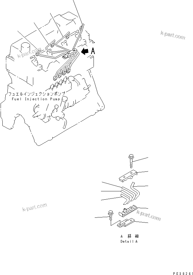 Komatsu parts book diagram for S4D95L-1L S/N 135080-UP: FUEL INJECTION PUMP PIPING