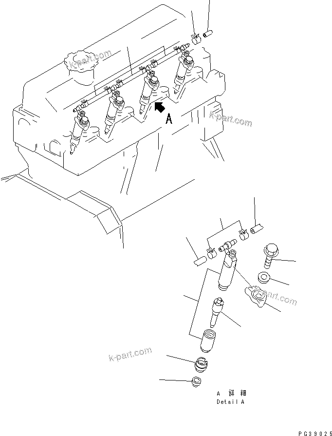 Komatsu parts book diagram for S4D95L-1L S/N 135080-UP: INJECTION NOZZLE