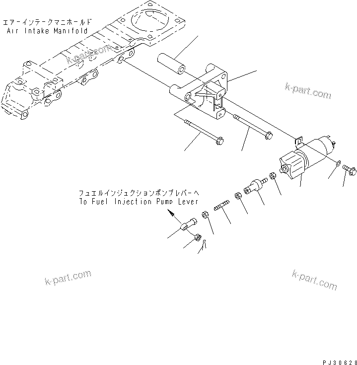Komatsu parts book diagram for S4D95L-1L S/N 135080-UP: SOLENOID